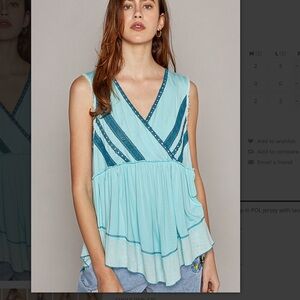 💕 POL “ Kristen 3 “ POL Jersey Tank Top with Lace Detail 86